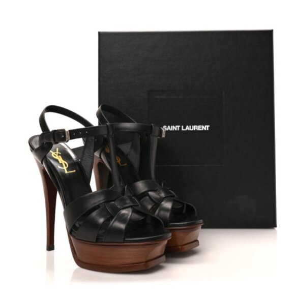 Yves Saint Laurent Calfskin Tribute 105 Platform Heels - Picture 1 of 7